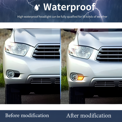 2008-2010-Toyota Highlander DRL Daytime Running Light - Installed vs Not Installed Comparison