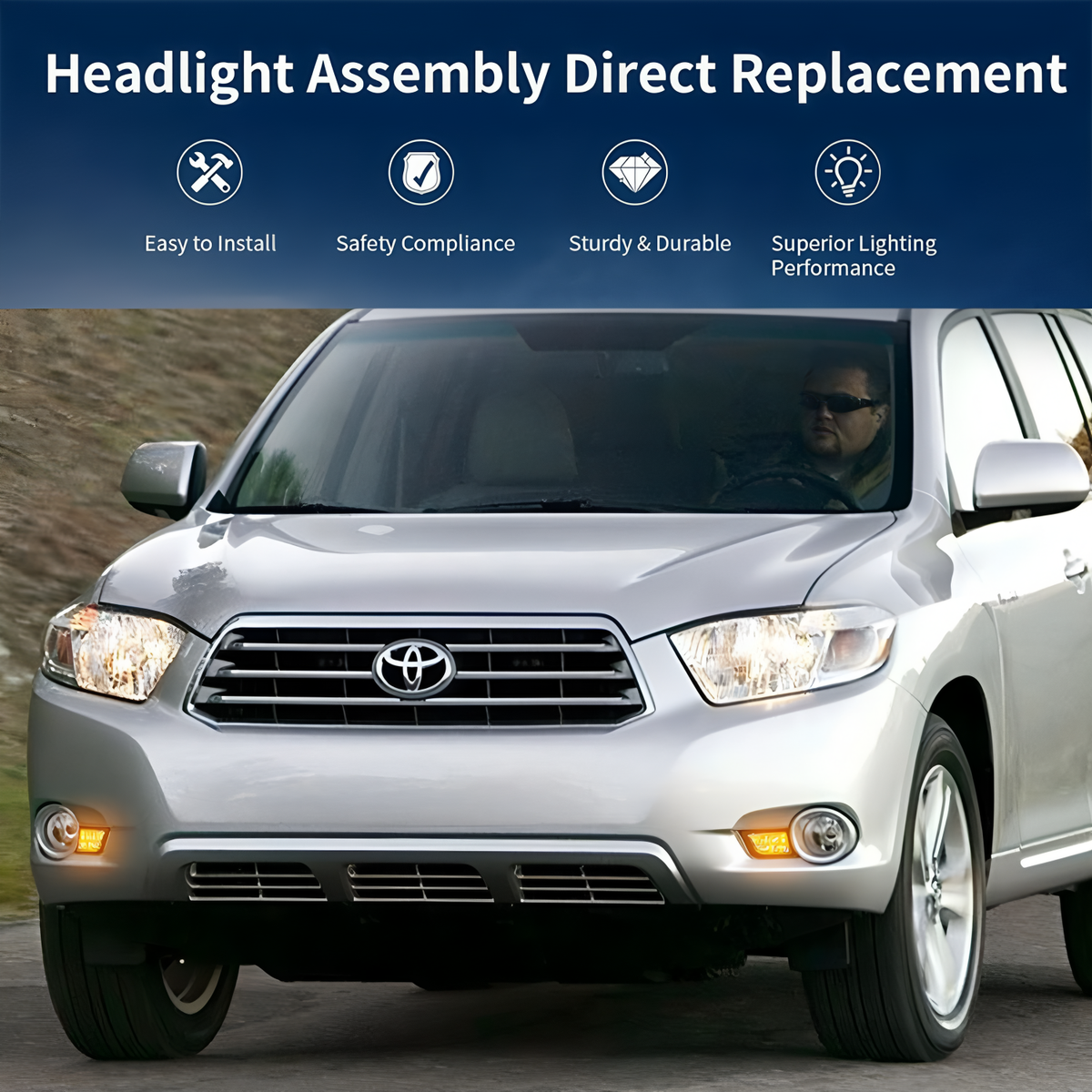 2008-2010-Toyota Highlander DRL Daytime Running Light - Installed on Car