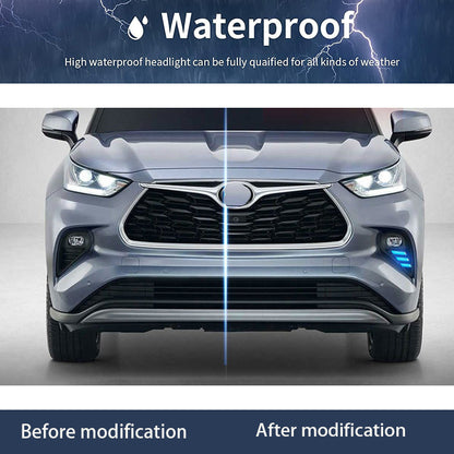 2020-2026-Toyota Highlander DRL Daytime Running Light - Installed vs Not Installed Comparison